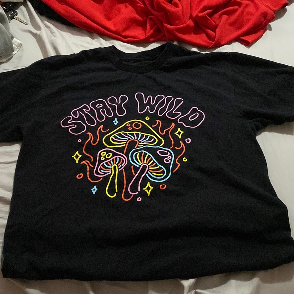 Black T-Shirt with Mushroom on it